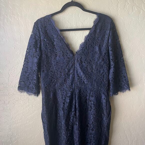 Elevenses Navy Blue Lace V-Neck Jumpsuit Women's - Size 12 - Picture 4 of 11